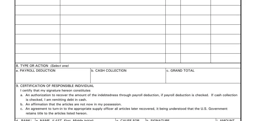 Filling in section 2 of statement of charges army