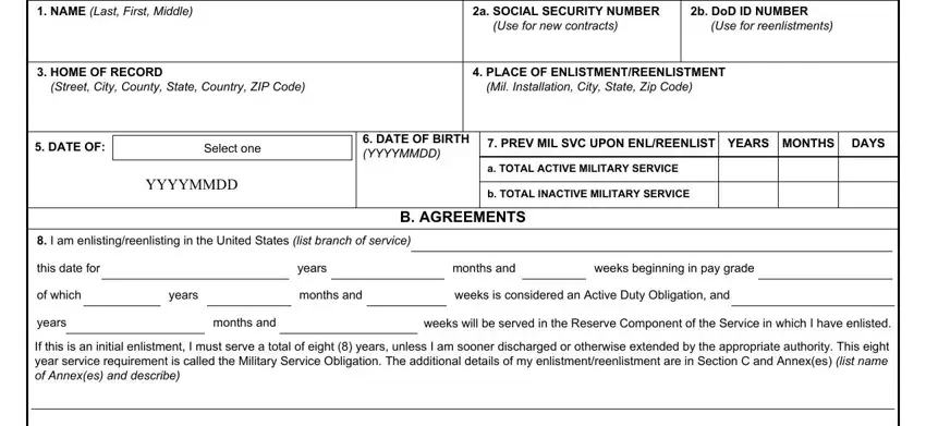 A way to fill in enlisted form stage 1