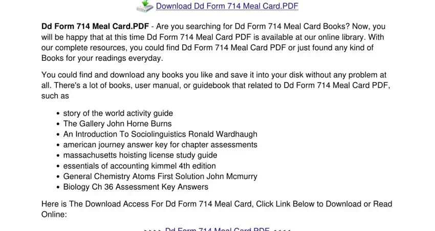 How to open DD 714 meal card in the online editor