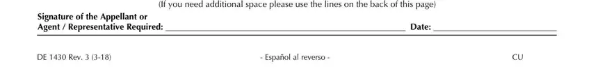 Stage no. 3 for completing the CUIAB unemployment appeal form