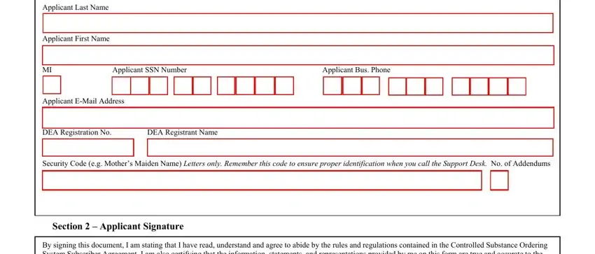CSOS certificate application form - section 1 completion