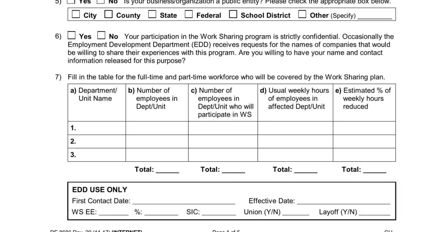 Stage # 2 for filling out edd work sharing