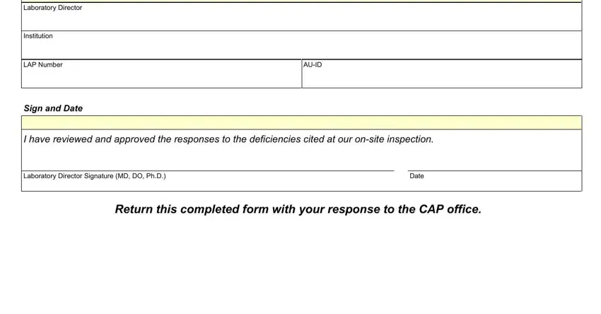 Step no. 1 in filling in cap deficiency response form