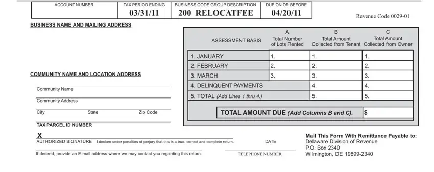 Step number 1 for filling in Delaware Form Lq9