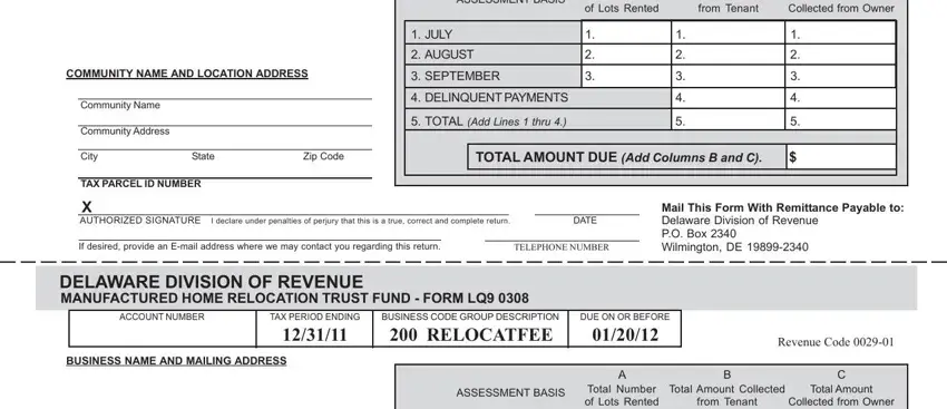 Filling out segment 3 in Delaware Form Lq9