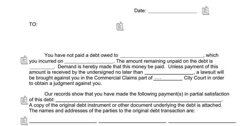 Filling out segment 1 in unpaid