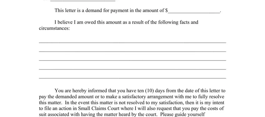 Filling out section 2 of demand form format