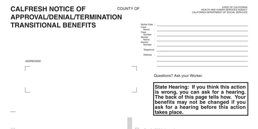 Filling out part 1 of calfresh termination notice