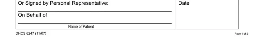DHCS, Page  of, and Or Signed by Personal of dhcs 6247 authorization