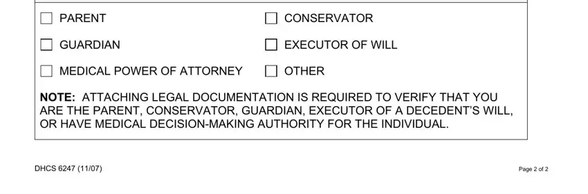 PARENT, Page  of, and MEDICAL POWER OF ATTORNEY inside dhcs 6247 authorization