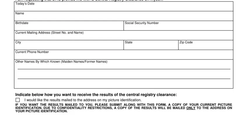 Stage number 1 of filling in dhs clearance form