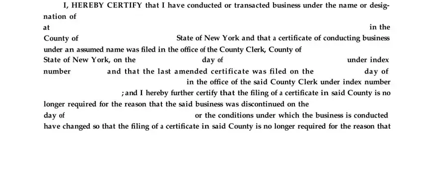 Filling out segment 1 in discontinuance of business form