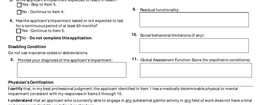 Learn how to fill in total and permanent disability discharge portion 5