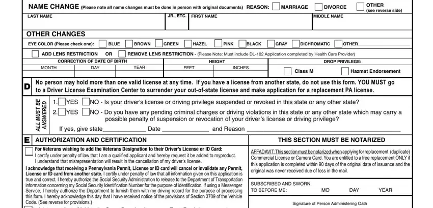 Completing segment 2 of form dl 80