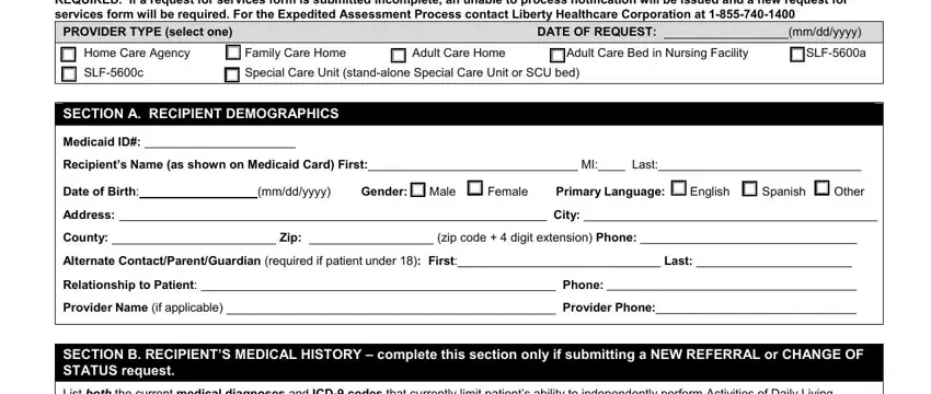 Step number 1 of submitting SLF5600a