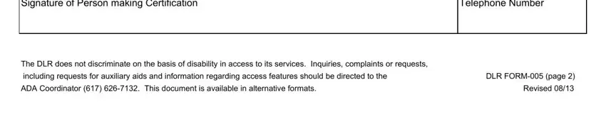 Writing section 4 in Dlr Form 005