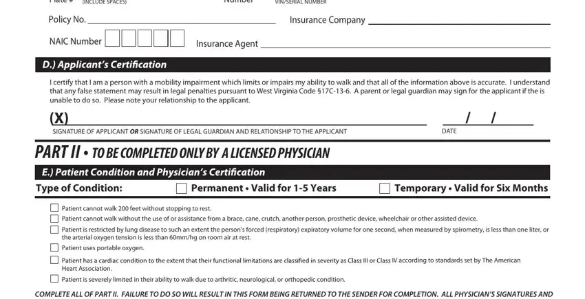 Writing part 2 of west virginia handicap parking permit