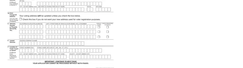 ZIP CODE, STATE, and CALIFORNIA PLATECFPLACARD NO of change my address dmv