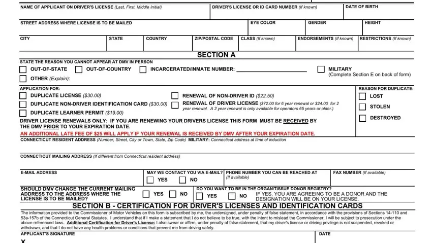 Part no. 1 in submitting renewal application form ct
