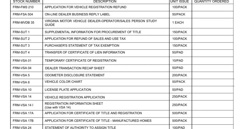 Step no. 3 in submitting Dmv Form Dsd 36
