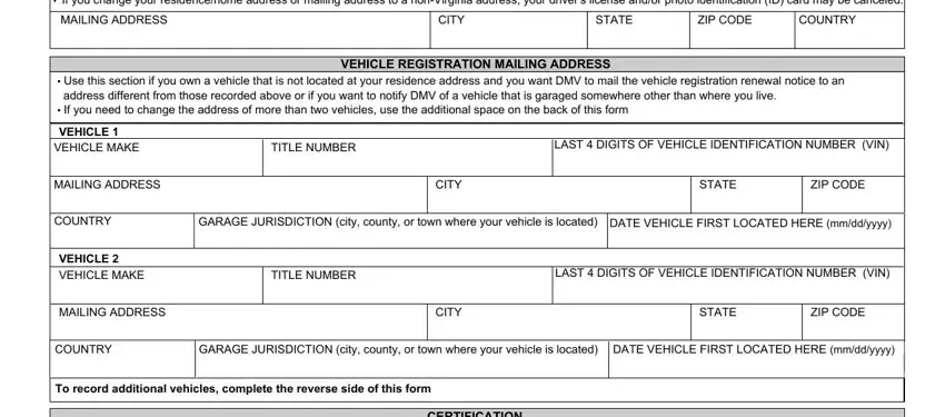 Learn how to fill in virginia dmv change of address portion 2