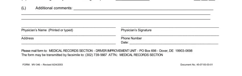 Filling out part 5 of de medical form