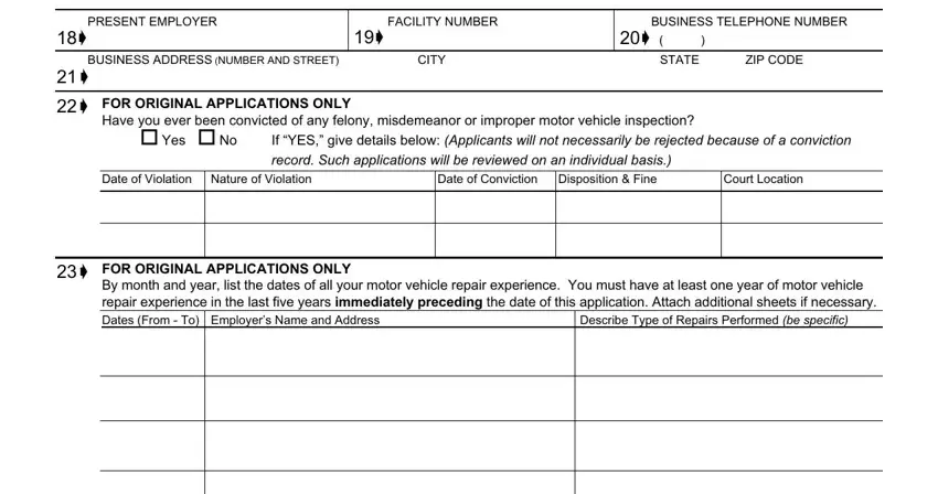 Have you ever been convicted of, ZIP CODE, and BUSINESS TELEPHONE NUMBER inside new york state inspection form