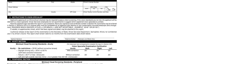 Part no. 1 in completing illinois dmv vision test chart