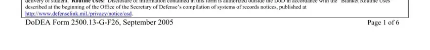 Dodea Form 2500 13 G F26 writing process shown (stage 1)