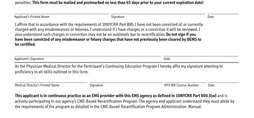 Step # 2 of filling in emt recertification any