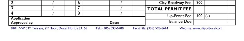 TOTAL PERMIT FEE, Concurrency  City Roadway Fee, and Checked Out Date OutIn Clerk of city of doral permit application form