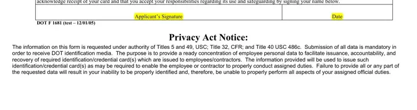 Filling out segment 3 of dot form 1681