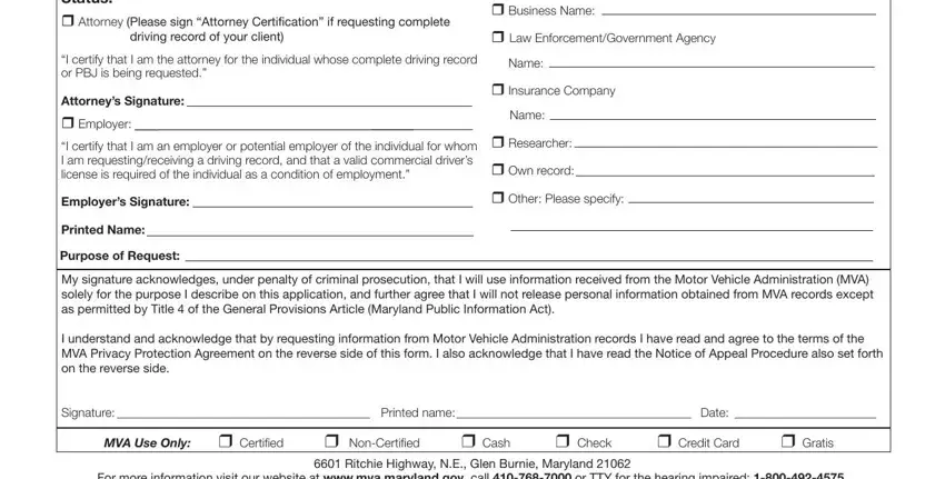 Step no. 2 of filling out mva request online