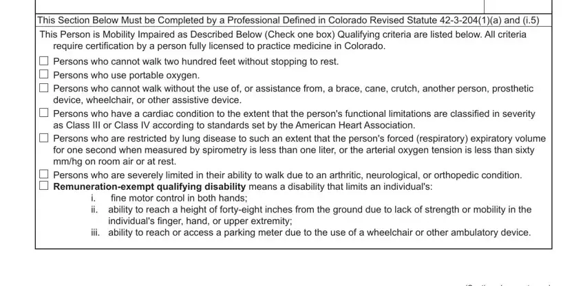 Part no. 2 of filling out persons disabilities parking