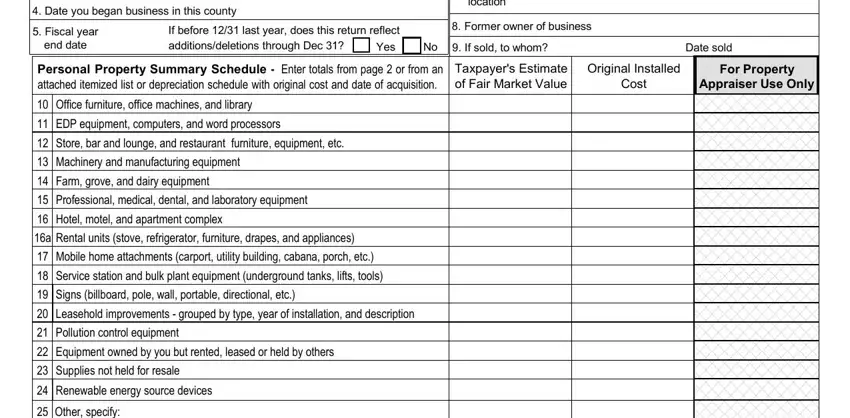 A way to fill out florida tangible personal property tax step 2