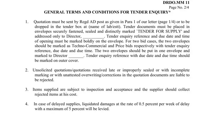 Part number 1 in filling in drdo registration form