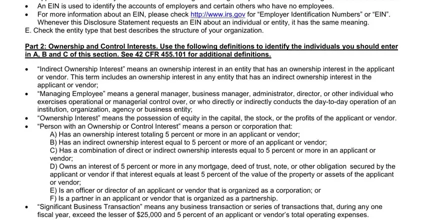 Filling in part 1 in applicant vendor application form