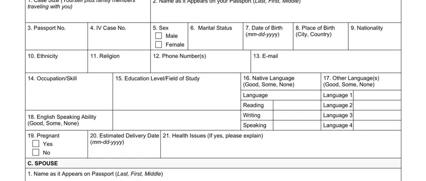 Part no. 1 in filling in form biodata online