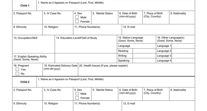 Child, Ethnicity, and Sex of form biodata online