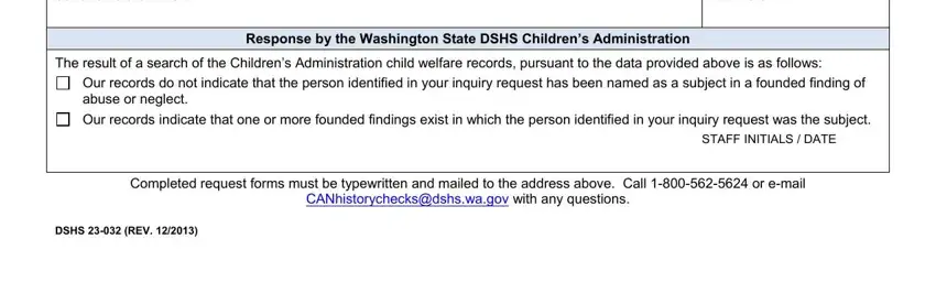 Completed request forms must be, DATE SIGNED, and DSHS  REV of DSHS