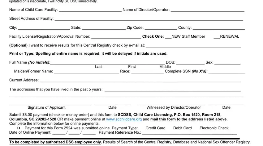 Filling in section 1 of central registry release of informationand compliance statement
