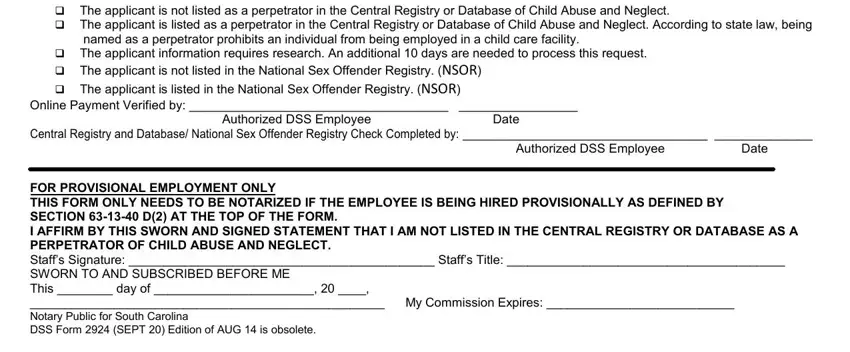 The way to fill in central registry release of informationand compliance statement part 2