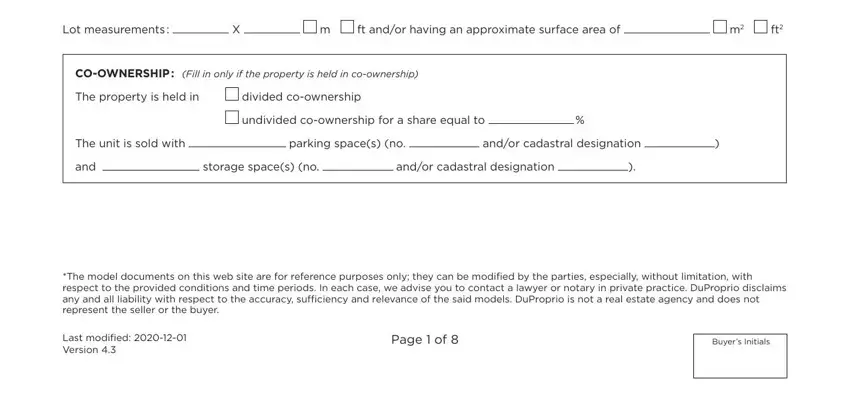 Filling in segment 2 of duproprio offer