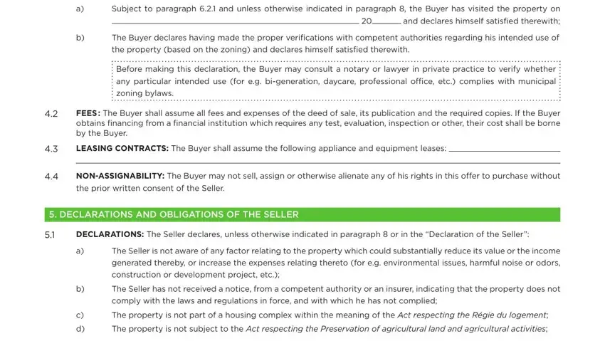 Stage number 4 in filling out duproprio offer