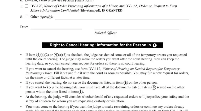 Step no. 4 in completing dv109