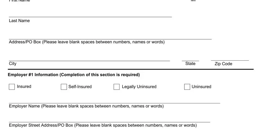 Legally Uninsured, Insured, and Employer  Information Completion of dwc ca form 10214
