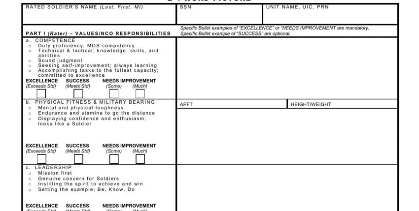 Writing section 1 of arng form 2166
