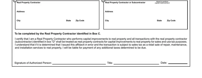 Filling out part 2 of affidavit capital improvement