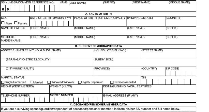 Filling in segment 1 in ss form e 6 acknowledgment stub