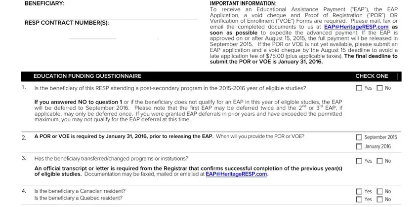 Filling out segment 1 of heritage eap form 2021